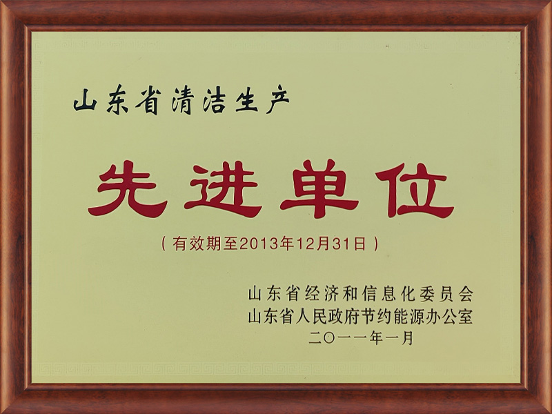 山東省清潔生產先進單位